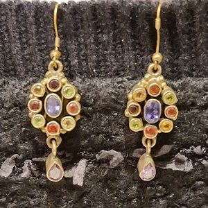 Sterling silver earrings with multiple semiprecious stones